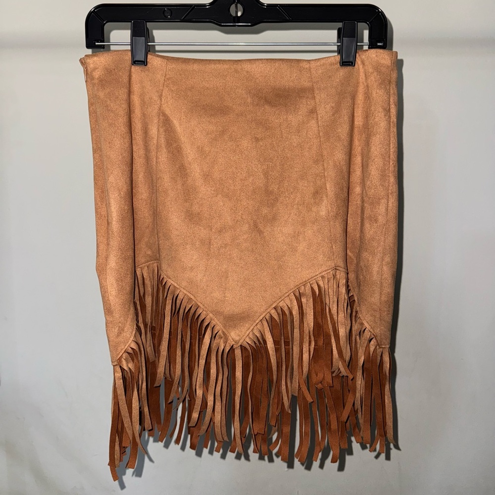 Tan Fringe Skirt